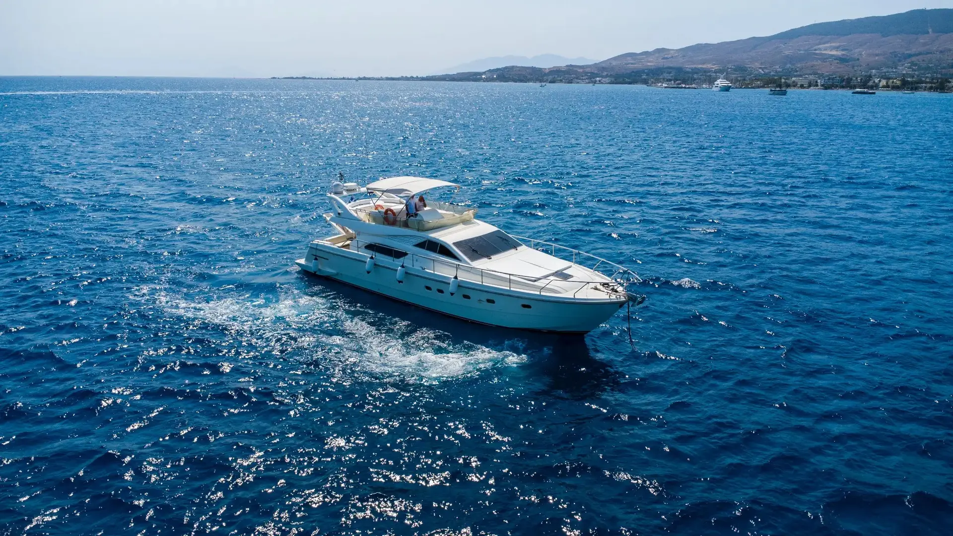 Ferretti 57 cruising off Kos